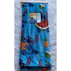 Disney Stitch Tropical Pineapple Coconut Soft Throw Blanket 50” X 70" Blue NEW
